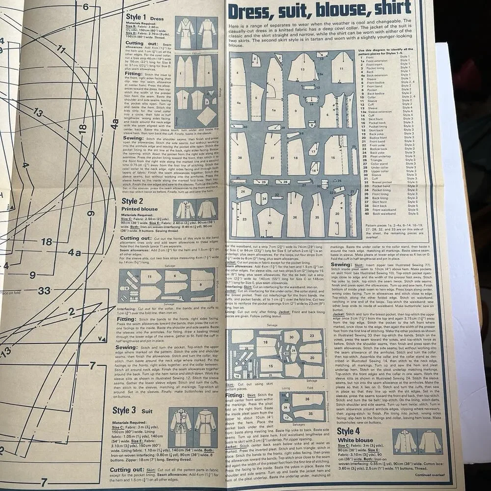 Vintage Designer Sewing Patterns Uncut Lot Of 3 Blouse Dress Jacket Skirt 70s